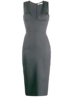 Christian Dior Pre-Owned приталенное платье миди 1990-х годов с V-образным вырезом