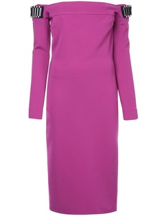 David Koma платье миди с открытыми плечами
