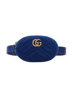 Gucci бархатная стеганая поясная сумка GG Marmont