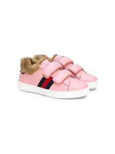 Gucci Kids кроссовки с отделкой из искусственного меха