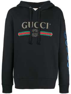 Gucci толстовка с капюшоном и вышивкой
