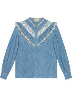 Gucci Denim ruffle shirt