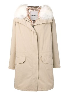 Yves Salomon Army пальто с капюшоном и оторочкой мехом лисы