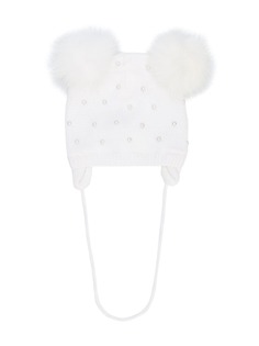 Monnalisa шапка-бини с декором из искусственного жемчуга