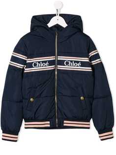 Chloé Kids пуховик с логотипом