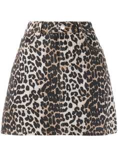 Ganni юбка мини с леопардовым принтом