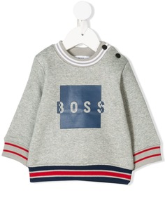 BOSS Kidswear толстовка с манжетами и подолом в полоску и логотипом