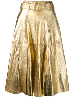 Golden Goose юбка миди с эффектом металлик