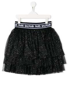 Balmain Kids пышная юбка из тюля с блестками