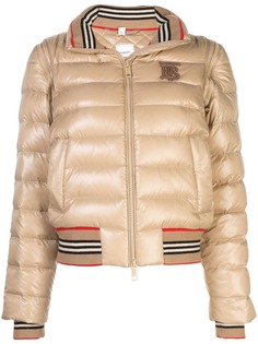 Burberry пуховик со съемными рукавами и полосками Icon Stripe