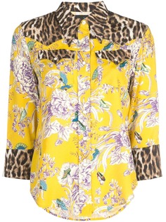 R13 рубашка с цветочным и леопардовым принтом
