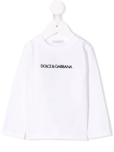 Dolce & Gabbana Kids футболка с длинными рукавами и вышитым логотипом