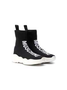 Moschino Kids высокие кроссовки-носки с логотипом