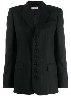 Saint Laurent блейзер с вышивкой в полоску