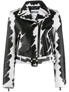 Moschino куртка в байкерском стиле с эффектом краски