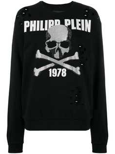 Philipp Plein джемпер с декором Skull и стразами