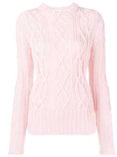 Thom Browne пуловер вязки с косами и трехцветными полосками