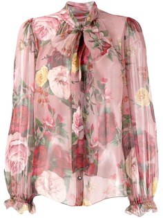 Dolce & Gabbana полупрозрачная блузка с цветочным принтом