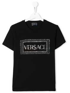 Young Versace футболка с логотипом и кристаллами