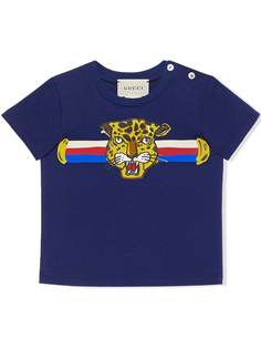 Gucci Kids футболка с леопардовым принтом