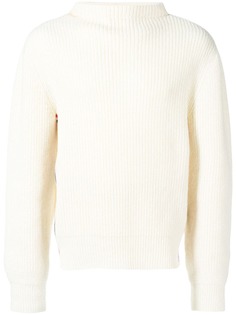 Thom Browne свободный пуловер с вырезом-лодочкой и полосками RWB