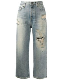 R13 джинсы прямого кроя с эффектом потертости