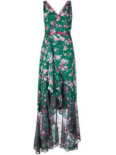 Marchesa Notte длинное платье с запахом и цветочным принтом