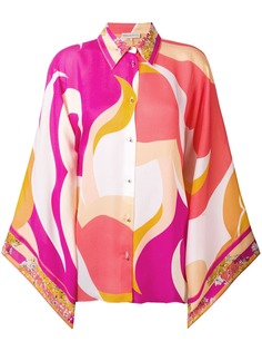 Emilio Pucci рубашка колор-блок с цветочным принтом