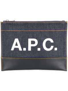 A.P.C. джинсовый клатч с принтом логотипа