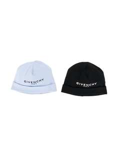 Givenchy Kids logo print beanie hat set