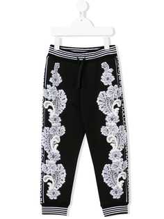 Dolce & Gabbana Kids спортивные брюки с декором из цветочного кружева