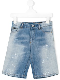 Dolce & Gabbana Kids джинсовые шорты с потертой отделкой