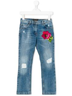 Dolce & Gabbana Kids джинсы с цветочной аппликацией