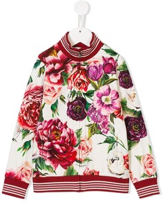 Dolce & Gabbana Kids куртка-бомбер с принтом пионов