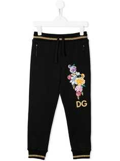 Dolce & Gabbana Kids спортивные брюки с цветочной вышивкой