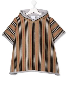 Burberry Kids пончо в полоску Icon Stripe