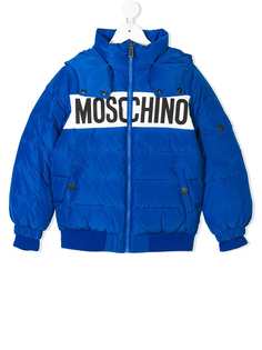 Moschino Kids куртка-пуховик с принтом логотипа