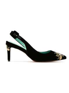 Blue Bird Shoes velvet Bugs sling-back pumps