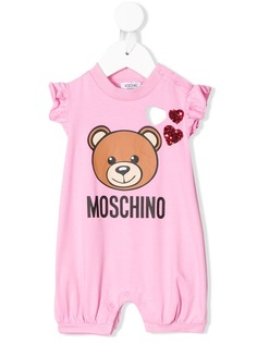 Moschino Kids ромпер с оборками и принтом