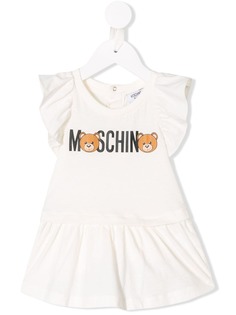 Moschino Kids платье-футболка с логотипом и оборкой