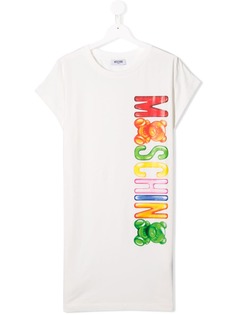 Moschino Kids трикотажное платье-футболка с логотипом