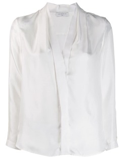 Sandro Paris блузка с V-образным вырезом и длинными рукавами