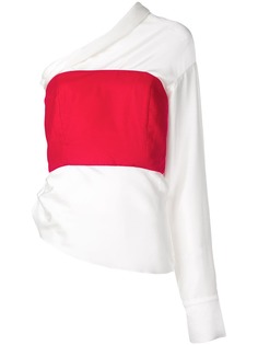 Hellessy блузка асимметричного кроя с контрастной вставкой