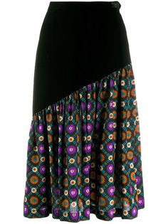Yves Saint Laurent Pre-Owned присборенная юбка 1970-х годов со вставками и цветочным принтом