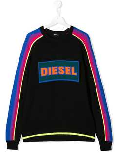 Diesel Kids свитер в стиле колор-блок с логотипом