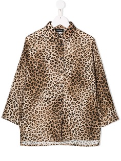 Monnalisa рубашка с длинными рукавами и леопардовым принтом