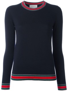 Gucci джемпер с оторочкой Web
