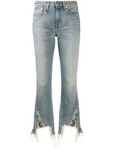 R13 расклешенные джинсы с бахромой
