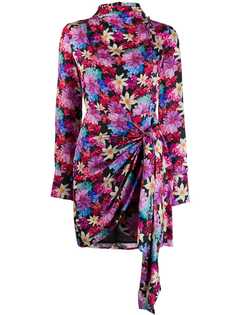 Pinko платье мини с цветочным принтом и драпировкой