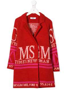 Msgm Kids кардиган оверсайз с логотипом